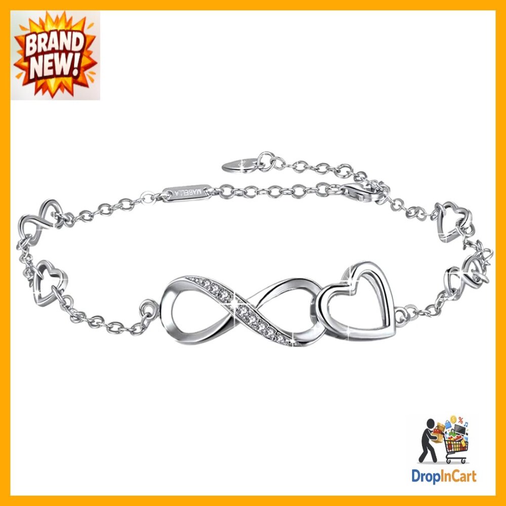 Adjustable Sterling Silver Anklet Infinity Heart … - image 1